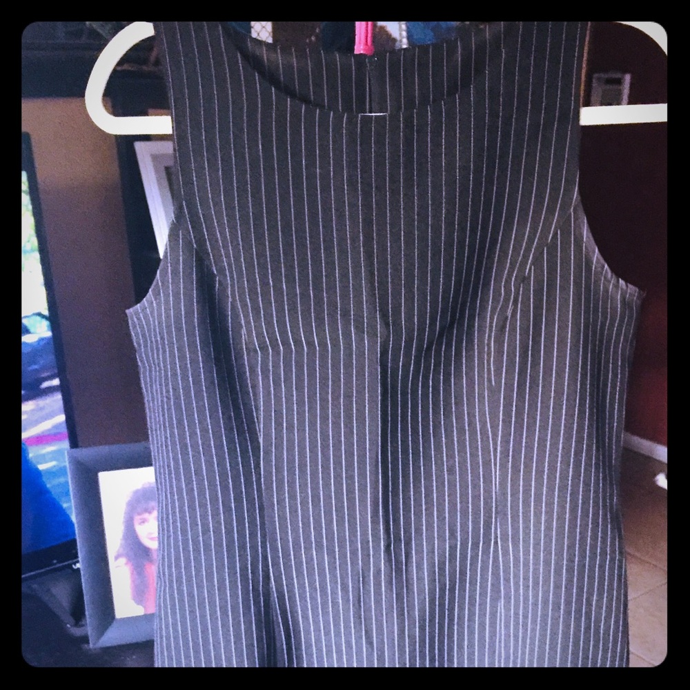 NWOT Size 16 pen-striped black Midi work dress.